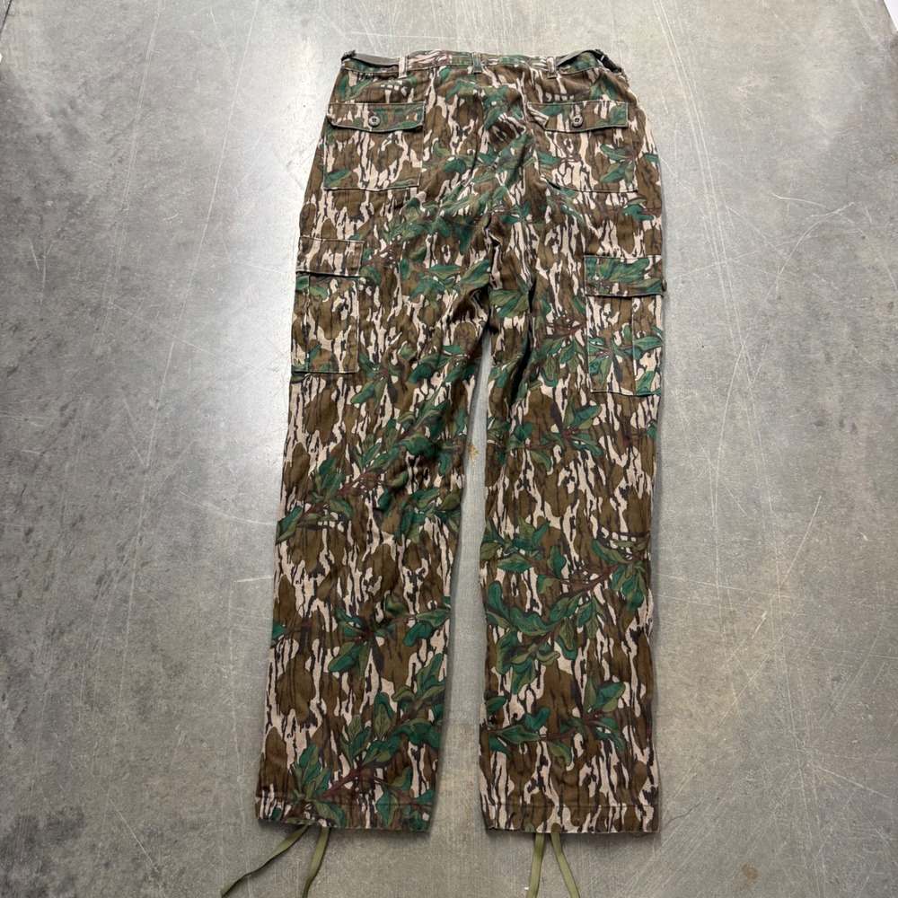 Vintage Mossy Oak Greenleaf Camo Canvas Cargo Pants USA Talon Zip 38x32 - Picture 5 of 7